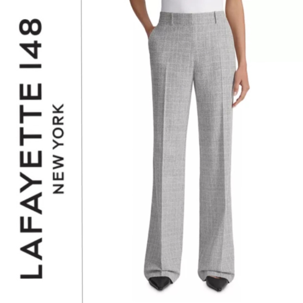 Lafayette 148 New York Sullivan Glen plaid wool blend boule’ Wide Leg Pants - Picture 15 of 16